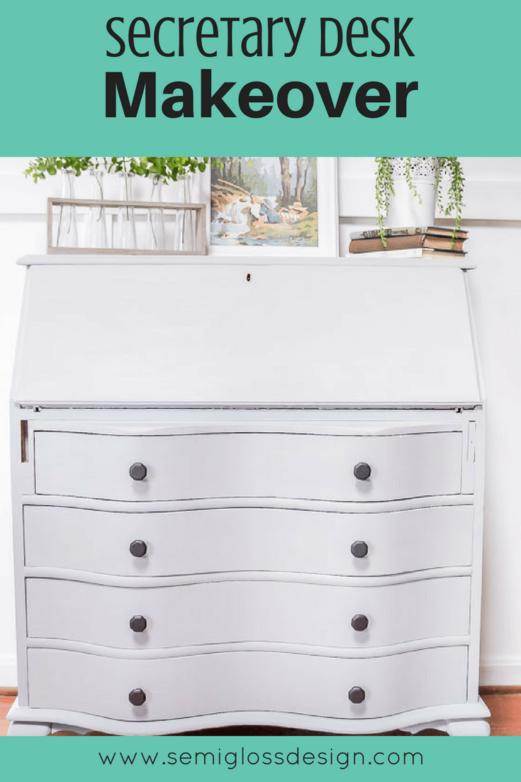 gray secretary desk makeover 