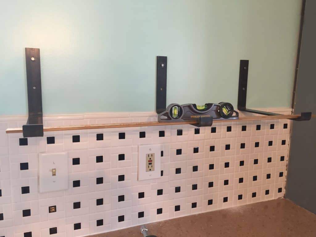 shelf brackets installed and leveled