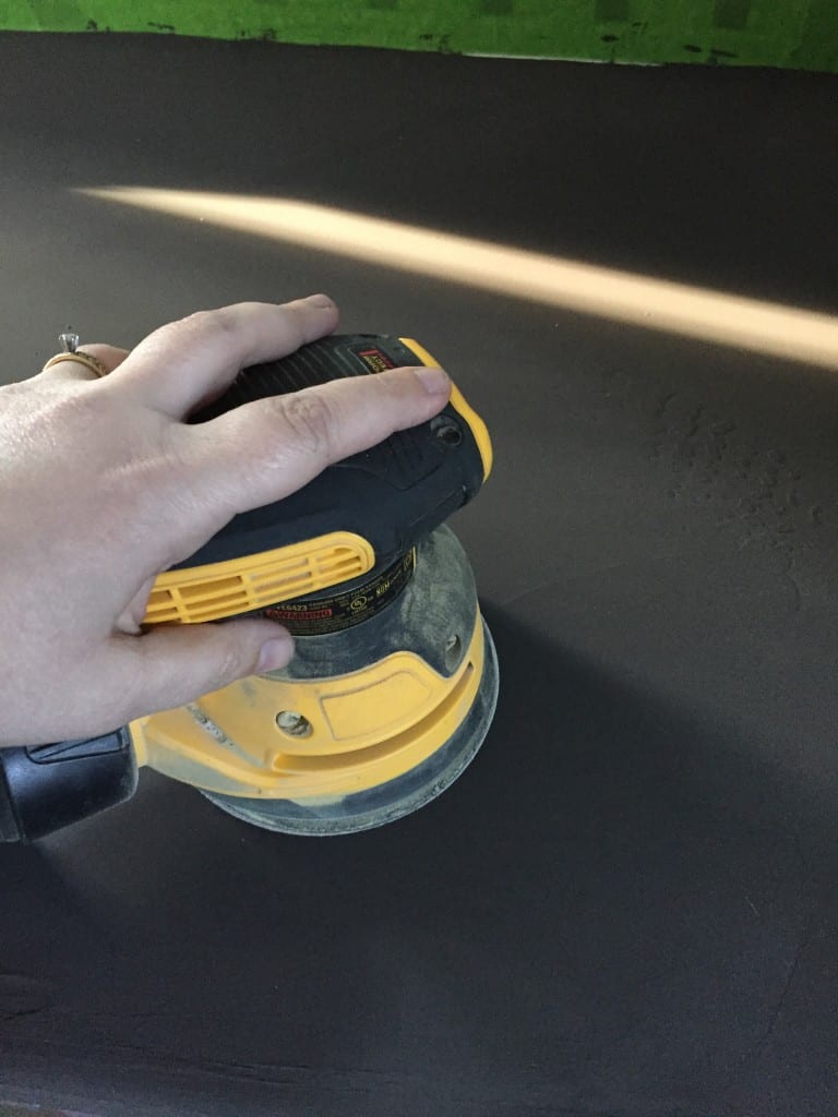 sanding concrete countertop overlay