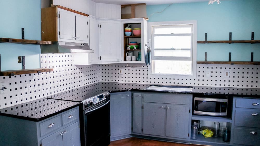 kitchen update with concrete overlay countertops and epoxy sealer