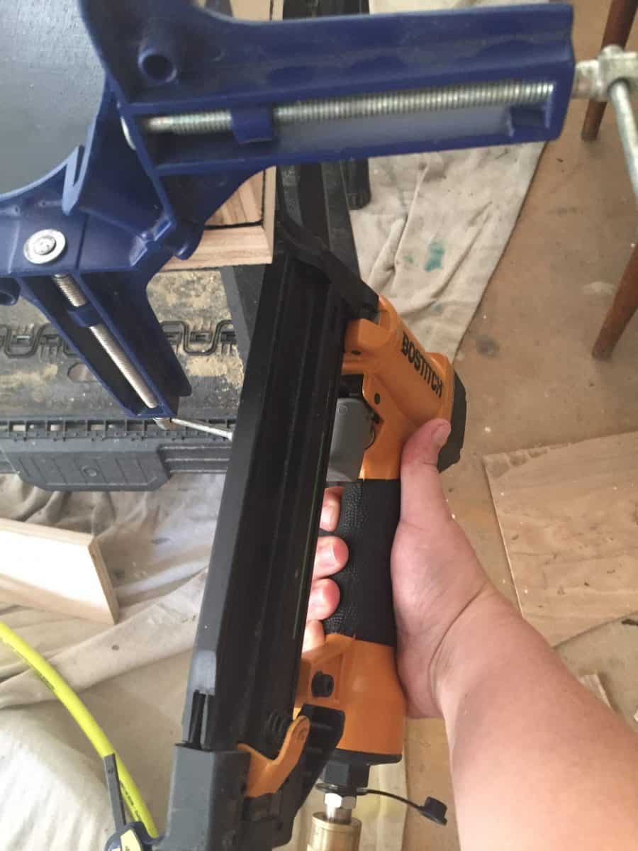 Use nail gun to attach wood