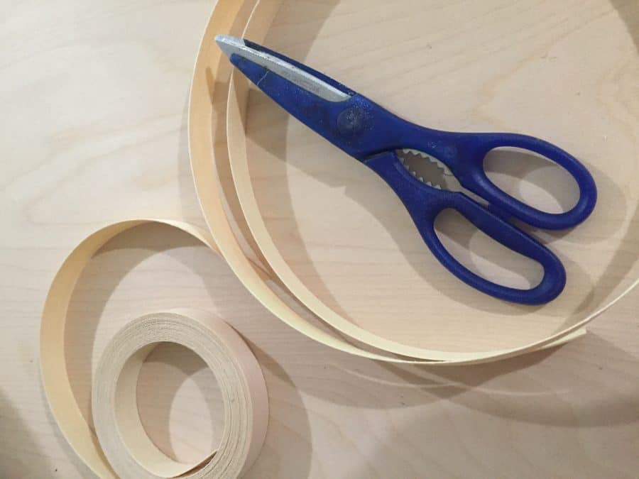 Plywood edging can be cut with scissors