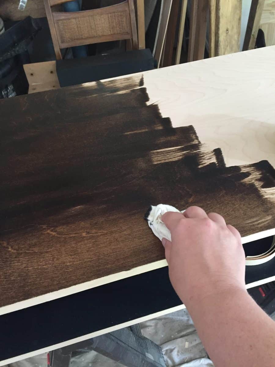 Staining simple desk