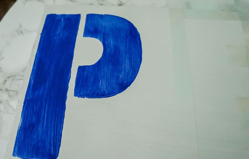 stenciled letter P