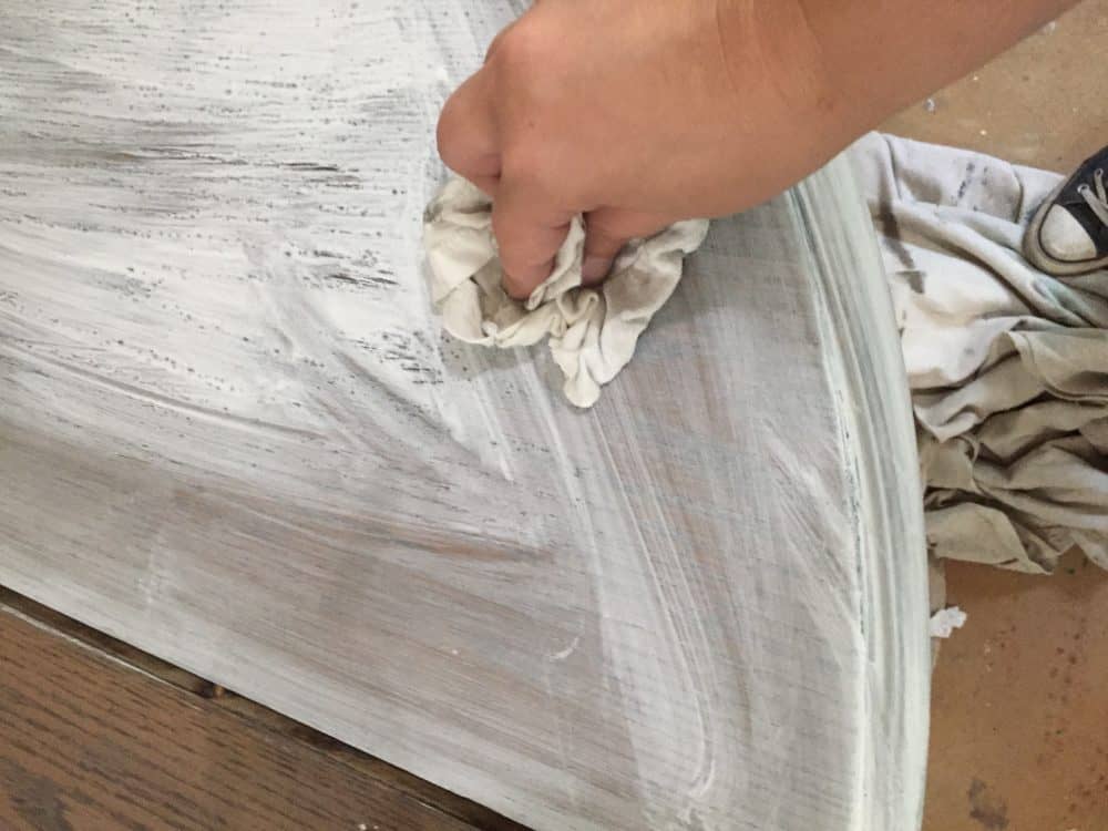 Apply whitewash over gray stain