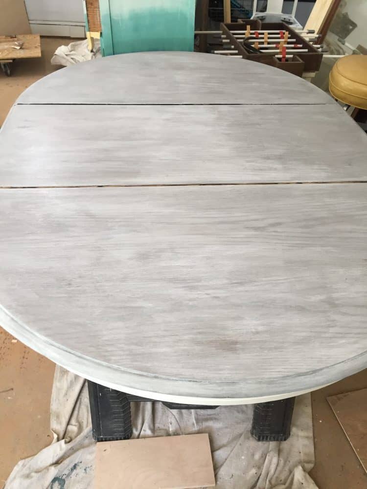 Whitewashed stain over gray stain