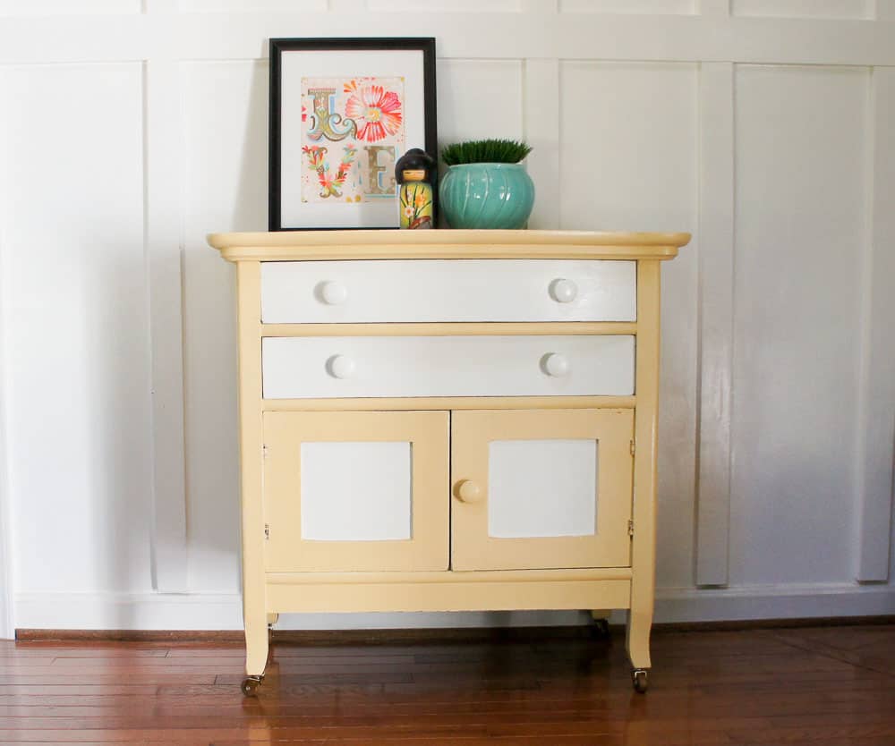 Charming Painted Washstand Makeover With Two Tone Paint