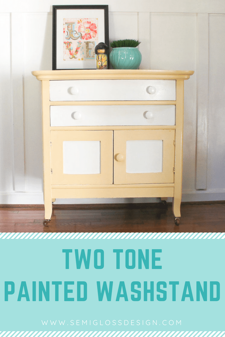 painted washstand makeover with two-tone finish