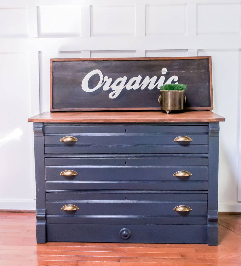 dresser with stained top