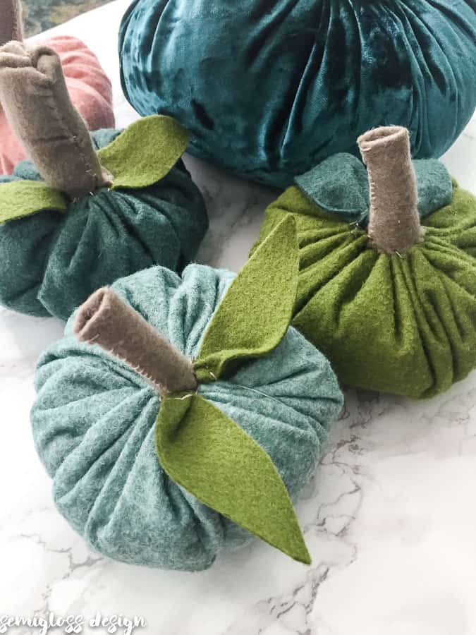 aqua, teal and green felt pumpkins