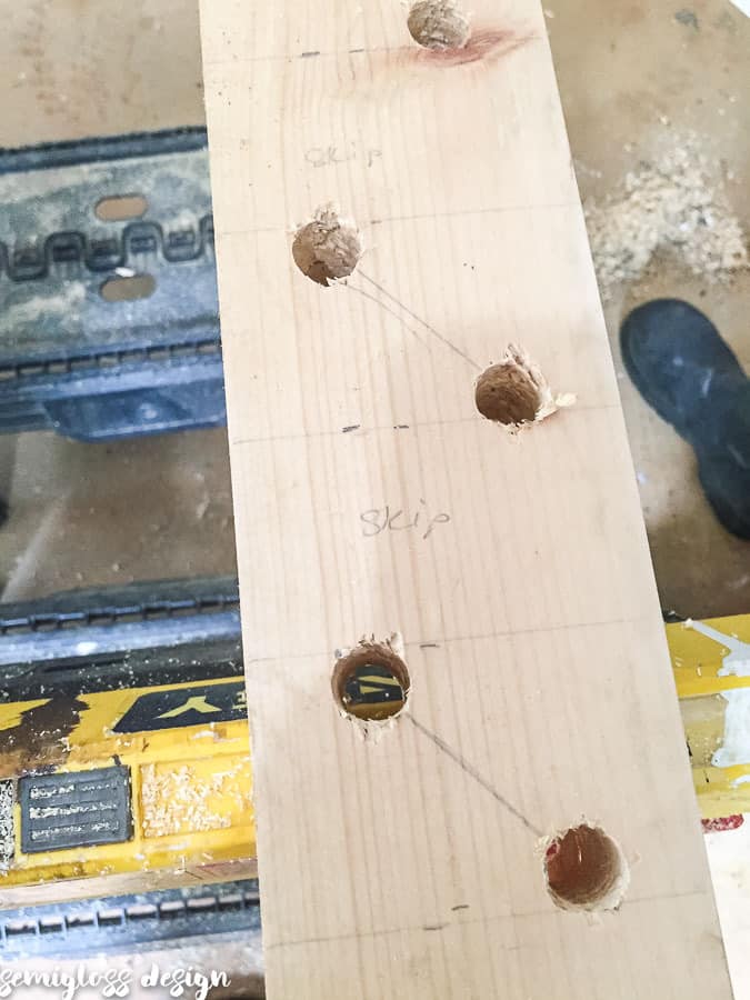 drill holes for supports