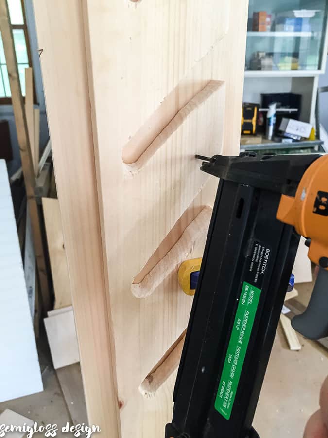 attach slotted boards with nail gun. 