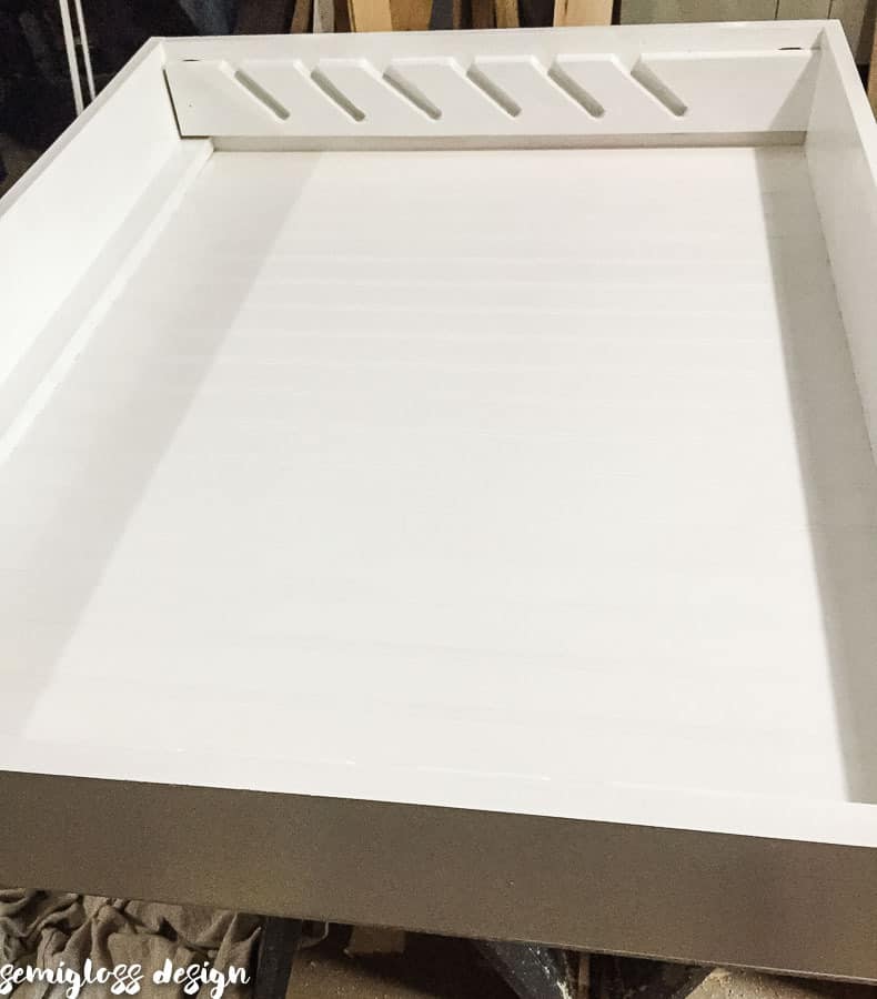 gift wrap organizer painted white