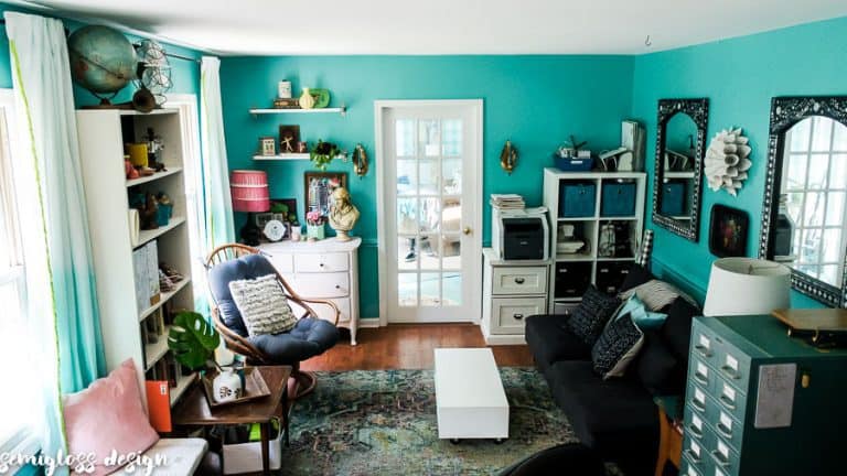 A Fun and Functional Living Room and Home Office Makeover Reveal
