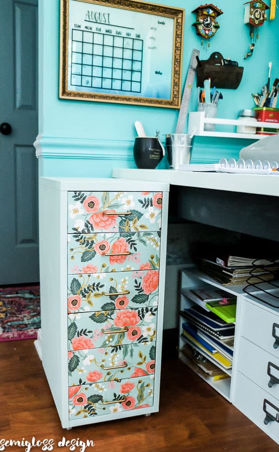 ikea helmer hack with rifle paper on drawers