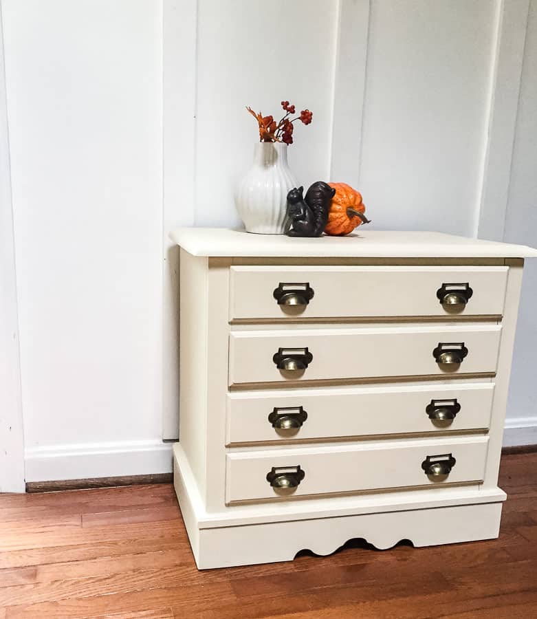 creamy white card catalog chest of drawer makeover