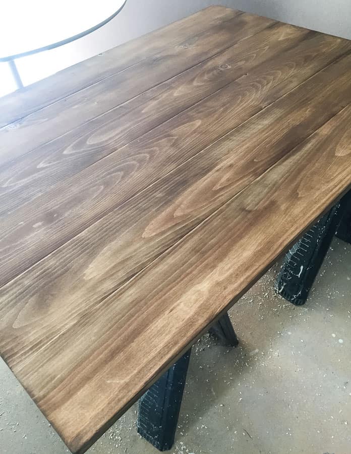 stained top for kitchen table