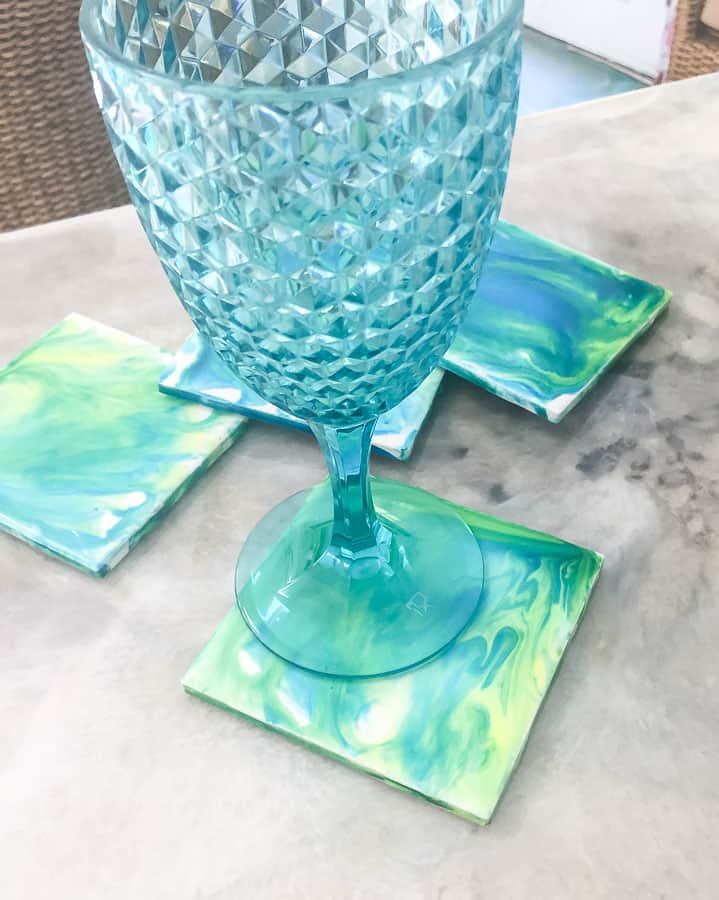 glass on paint pour coasters