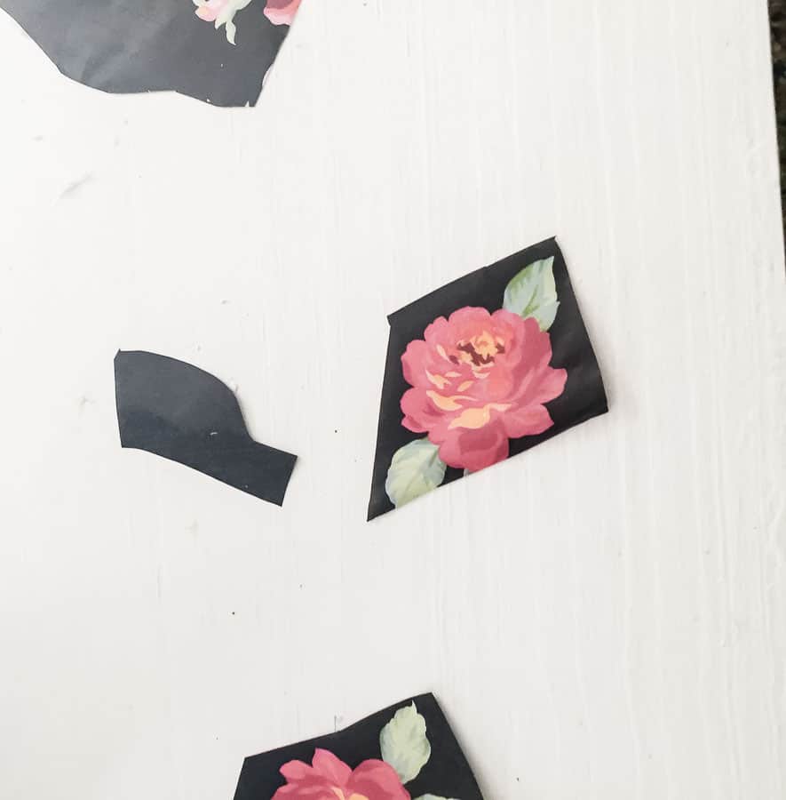 Use tiny bit of floral paper or black paper to fill last small parts