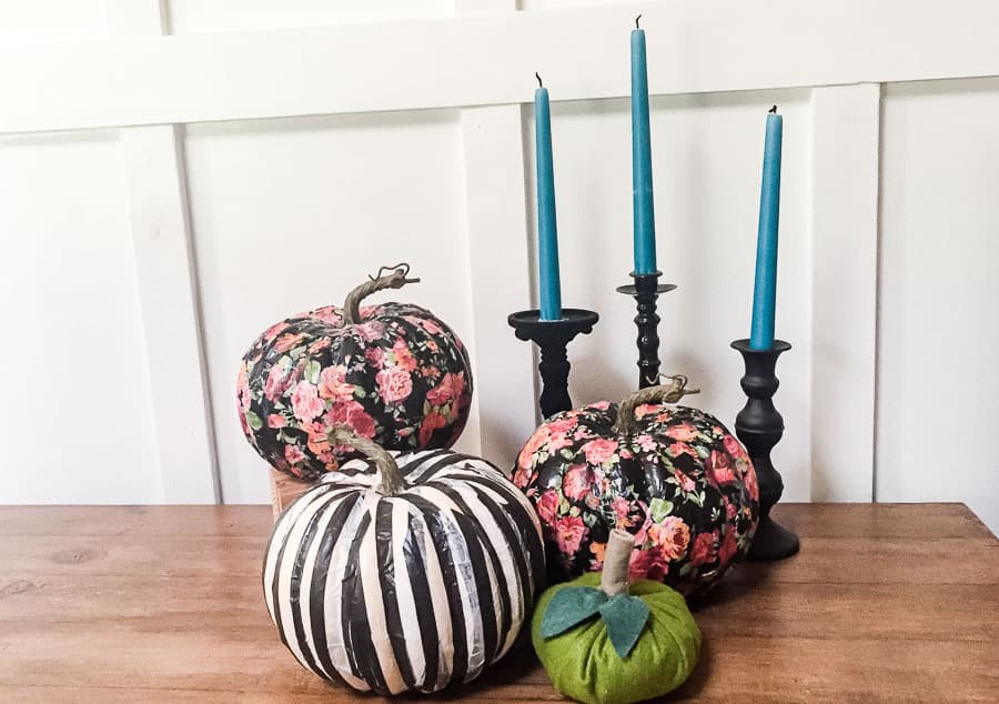 tissue paper decoupage pumpkins