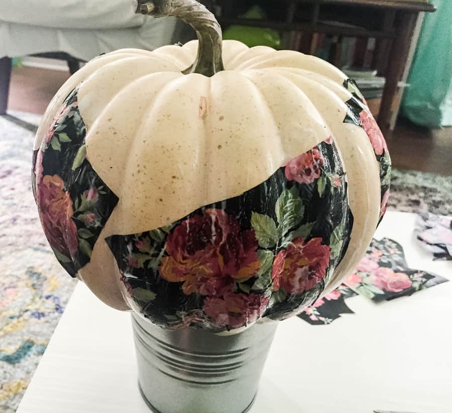 Fill in rest of pumpkin with medium floral pieces. 