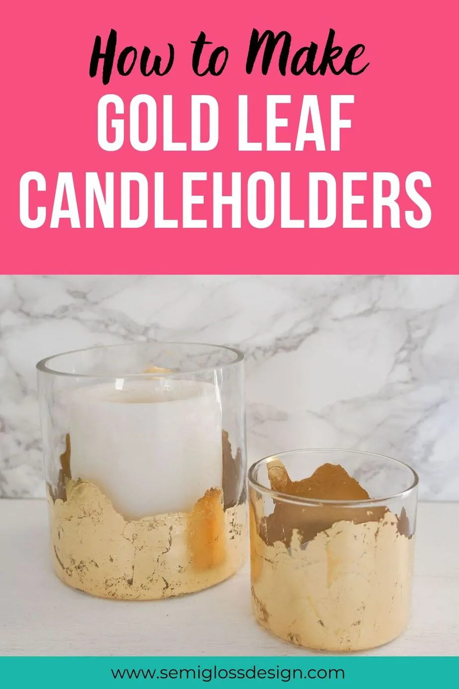 DIY gold leaf candleholders