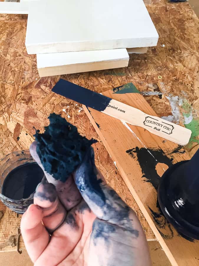 dirty hand wet distressing navy paint