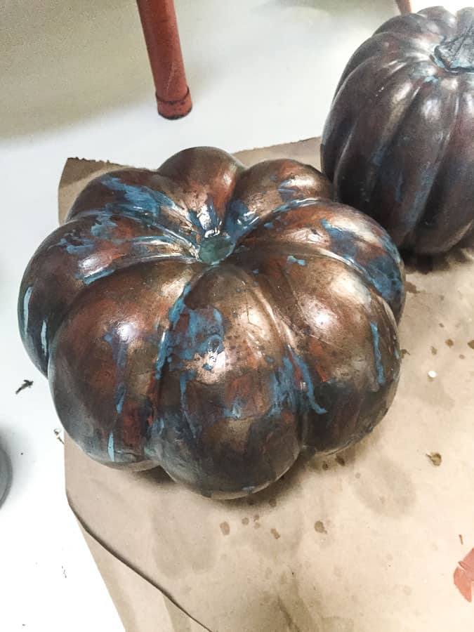 pumpkins with patina spray