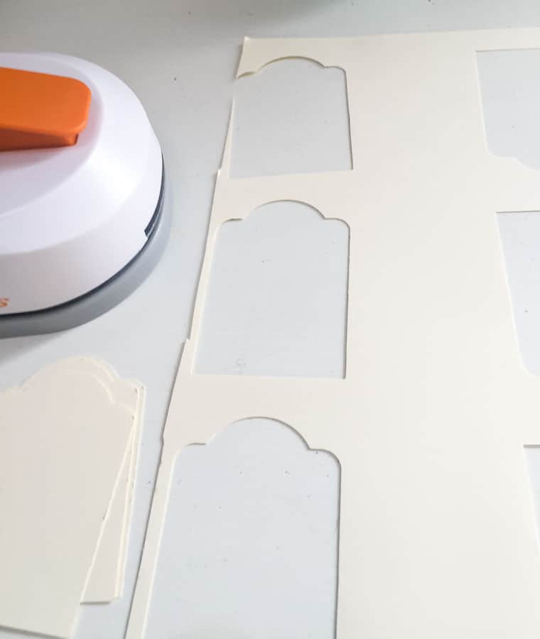 Cut leftover tag part away to get to center of paper