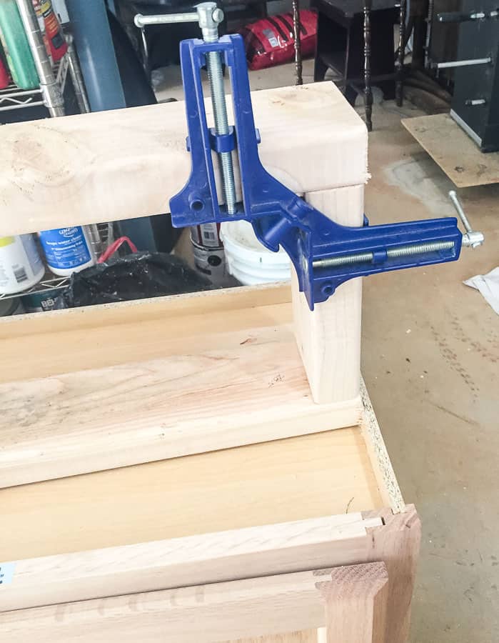 Use corner clamps to make base square