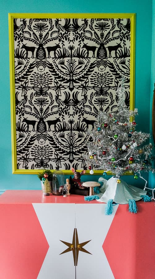 christmas tree on IKEA besta sideboard