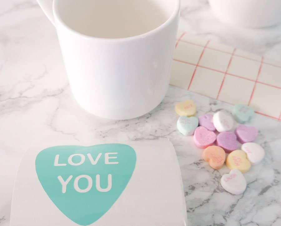 diy valentines mug in progress