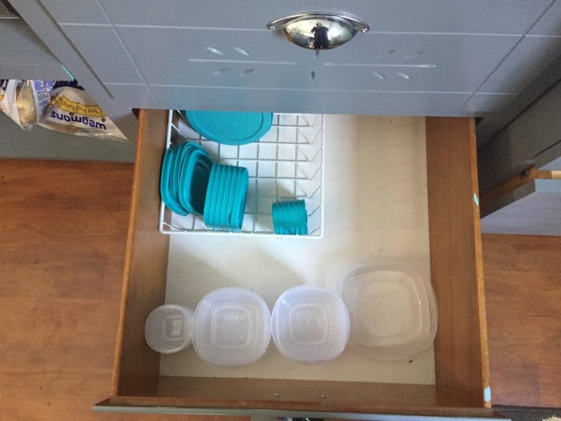 plastic container drawer after konmari