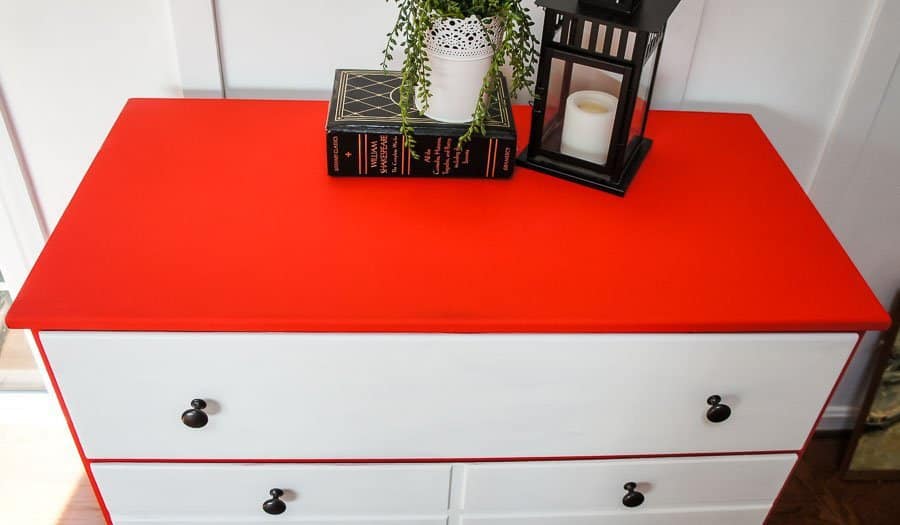 top of dresser painted in country chic paint devotion and simplicity