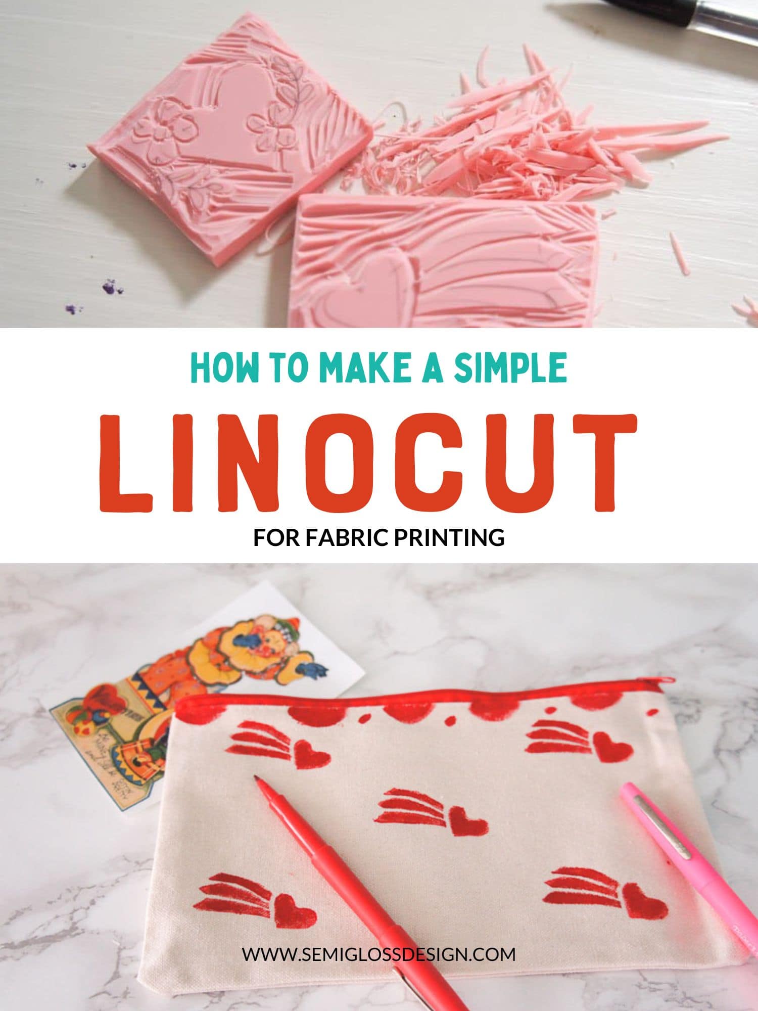 Make a DIY Stamp for Printing on Fabric - Semigloss Design