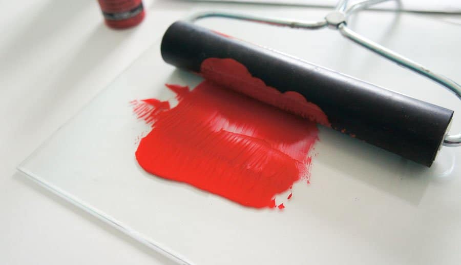 use a brayer to spread paint