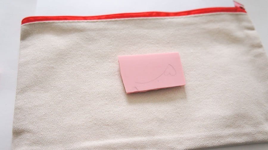 stamp on fabric pouch