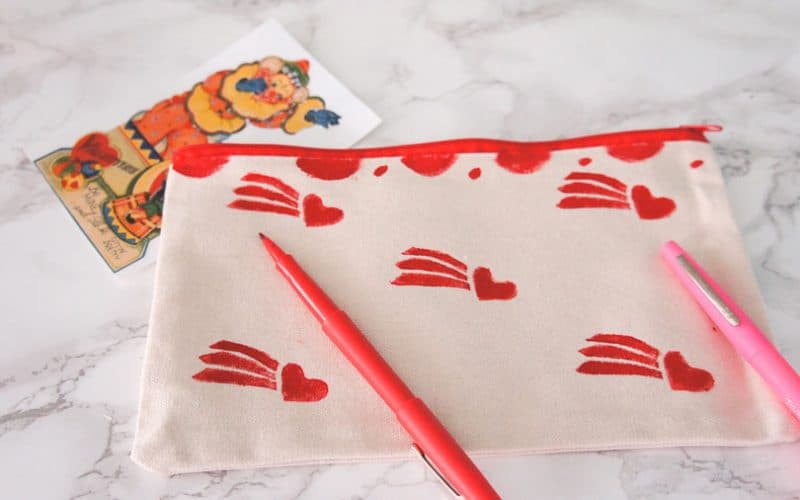 diy stamp for valentines pouch