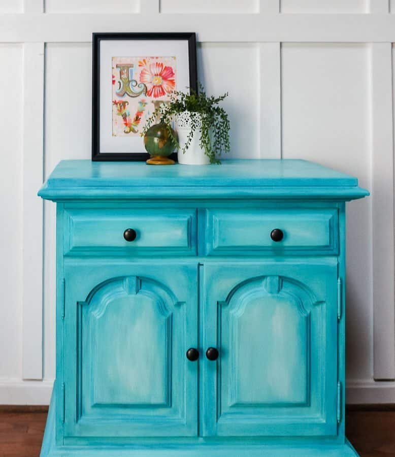 layered chalk paint aqua buffet