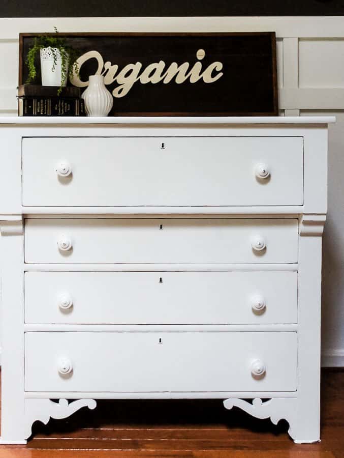 white painted dresser makeover