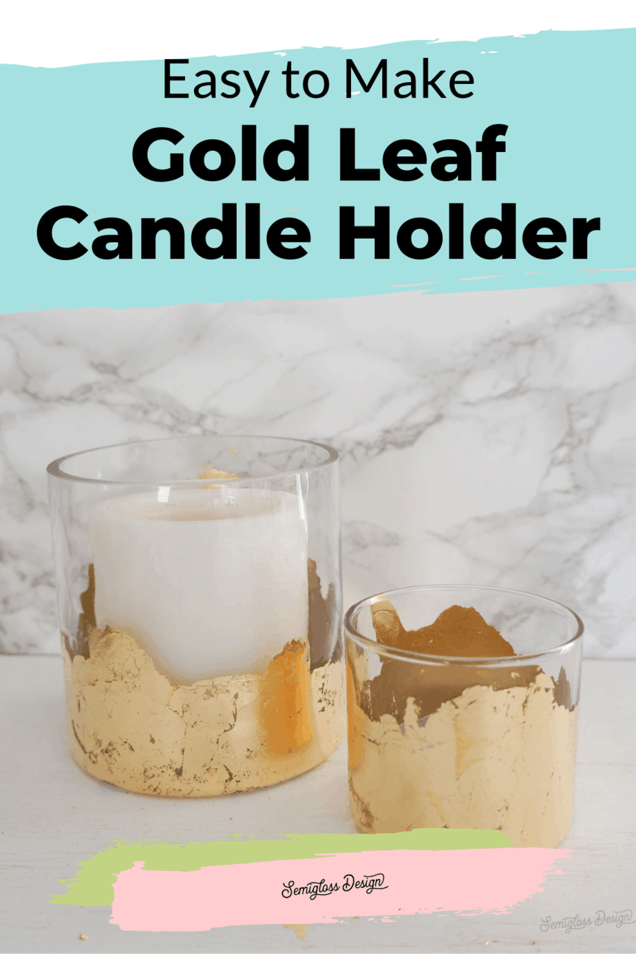 easy to make gold leaf candle holder