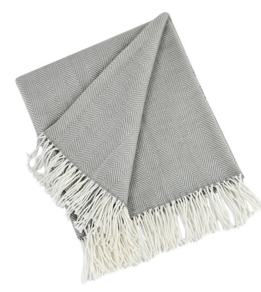 gray herringbone throw blanket