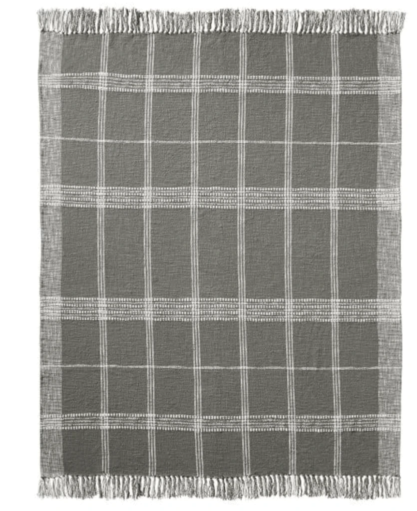 gray windowpane plaid blanket