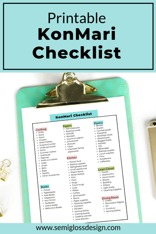 Printable KonMari checklist