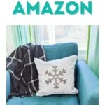 Teal armchair with snowflake pillow