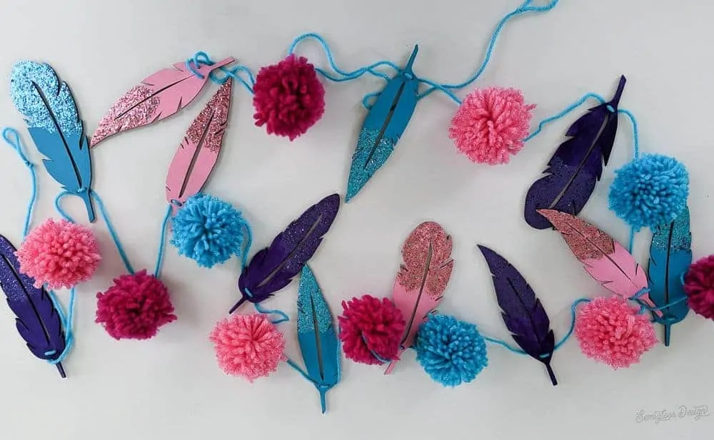 feather and pom pom garland