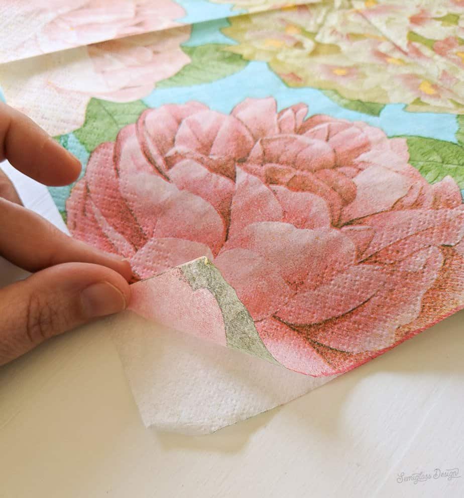 peel apart paper napkin for decoupage