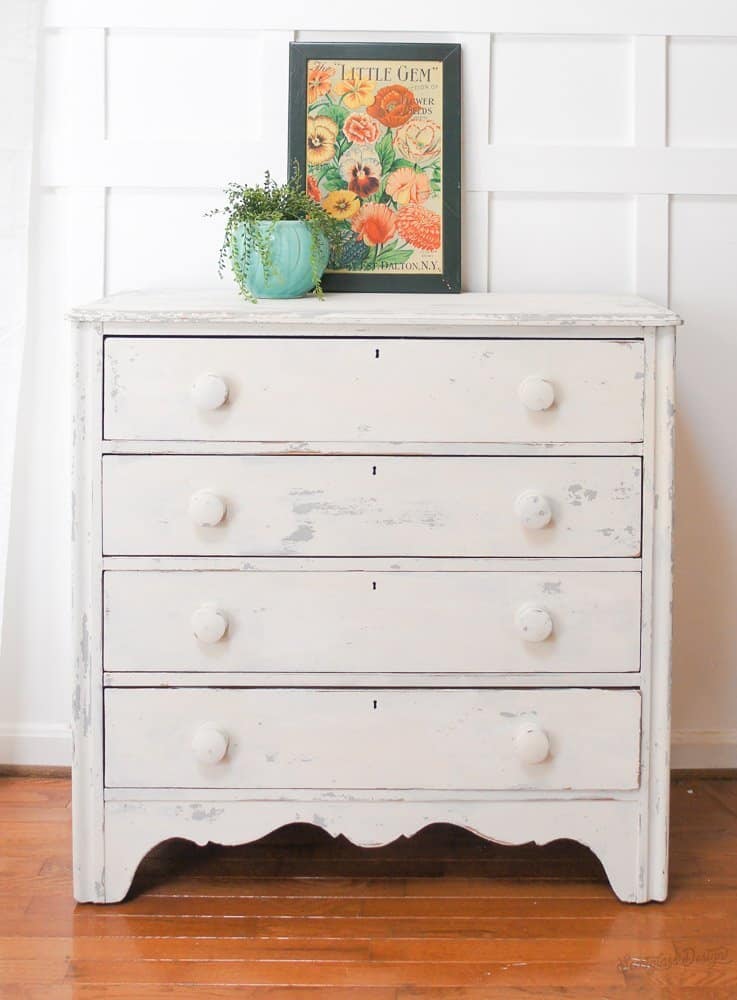 milk painted dresser in farmhouse white