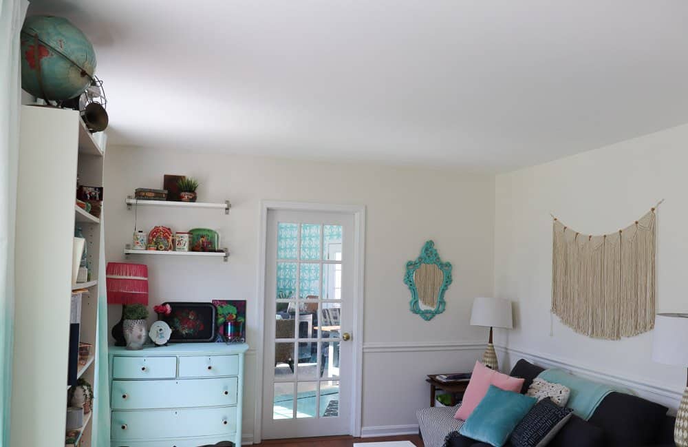 living room with white painted walls