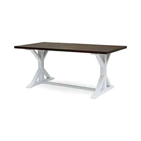 Christopher Knight Home Mayo Farmhouse Table for Patio | Acacia Wood | Dark Brown with White Legs | Rustic | Traditional